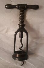 Vtg Metal Antique Corkscrew Travel Barware Opener Kitchen Gadget Spring Loaded picture