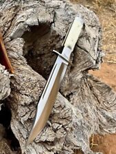 CUSTOM HANDMADE D2-TOOL STEEL HUNTING BOWIE KNIFE WITH BONE HANDLE & SHEATH picture