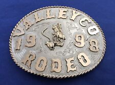 Vintage Rare 1998 Valley Co Rodeo Signed Striker Weiser Idaho Trophy Belt Buckle picture