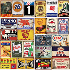 Reproduced Vintage Tin Sign Pack, Gas Oil Retro Advert Antique Metal Signs for G picture