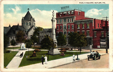 1925 Public Square Butler Pennsylvania Nixon Sign Antique Car Postcard picture