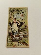 Victorian Trade Card 1884 Lactart Milk Acid Girl Cow Rocks E2 picture