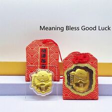24K Gold Foil Lucky Maneki Cat Omamari- Red Silk 1pc-Chinese New Year Gift picture