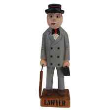 Vintage Handmade Wooden Lawyer holding briefcase and umbrella 12