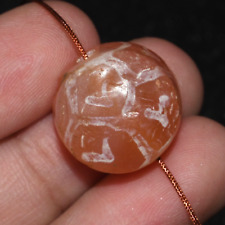 Genuine Ancient Etched Carnelian Bead with Rare Pattern over 1500 Years Old picture
