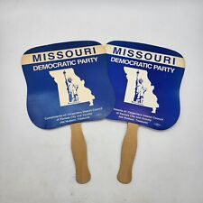 Vintage Missouri Democratic Party Hand Fan Signs Lot Of 2 Union Printed picture