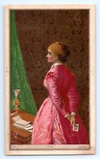 Yes John Everett Millais Large Blank Trade Card Woman Hold Photo Longing VTG picture
