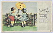 1920 Vintage Halloween Joys Series #6071 Postcard Victorian Children JOL Signed picture