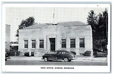 c1950 Post Office Classic Car Building Entrance Steps Sturgis Michigan Postcard picture