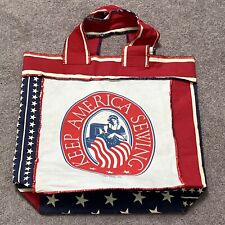 VINTAGE EXTRA LARGE PATRIOTIC THEME SEWING TOTE BAG “KEEP AMERICA SEWING” 1991 picture