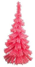 3FT Pink Hanging Wall Valentine's Tree Classic Pink Tinsel Tree Lays Flat - 36'' picture