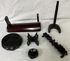 Vintage lot of 5 Asian and modern stands and pedestals - 4 wooden and 1 plastic picture