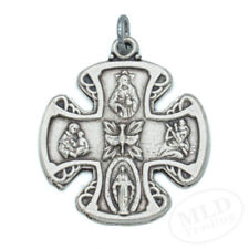 Four Way Catholic Cross Of Jesus 4-Way Medal Pendant Silver Pewter Made In Italy picture