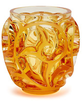 NEW LALIQUE CRYSTAL AMBER TOURBILLONS VASE SMALL #10571300 BRAND NIB SAVE$$ F/SH picture