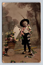 1909 European Portrait Small Boy Flowers Love Pittsburgh PA RPO Cancel Postcard picture