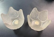 Partylite Set of 2 Lotus Blossom Tulip FROSTED Glass Votive Tea Lights picture