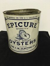 Vintage Epicure Oyster  Tin - JM Clayton Co.  Cambridge, MD picture