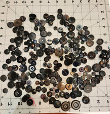Vintage Antique Old Buttons Black/Misc Fabric approx 1lb + picture
