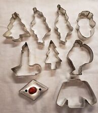 Vintage Lot Of 9 Metal Cookie Cutters Christmas Trees, Santas,  Ugly Sweater  picture