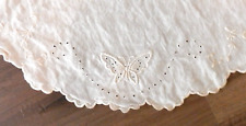 Vintage Large Doily White Cotton Fabric Butterfly Embroidered Cut Work Round 24