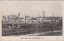 Rail Tracks, Ferry House after Fire Camden New Jersey c1900s? Postcard picture