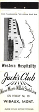 Wibaux Montana Jack's Club Western Hospitality Vintage Matchbook Cover picture