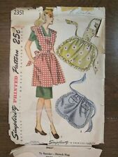 Vintage Apron Pattern 1940s 1950s Used picture