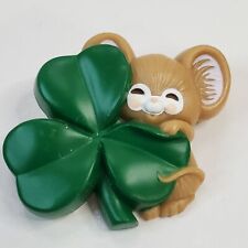 Vintage Hallmark St Patrick Mouse with Shamrock 1983 Irish Holiday Pin Brooch  picture
