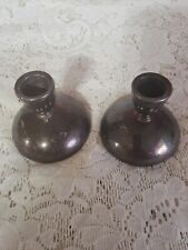 Vintage ONEIDA Mid Century Modern SILVER PLATE PAIR CANDLE HOLDERS picture