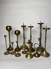 Vintage Antique Assorted Lot of 12 Brass Candlestick Holders MCM Wedding  picture