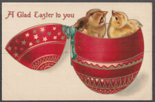 A Glad Easter to You two chicks in opened red egg postcard ca 1910 picture