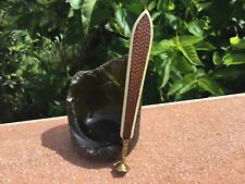 Antique Iridescent Tri Color Celluloid And Brass Custom Tobacco Pipe Tamper picture