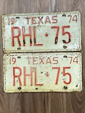 Vintage Texas license plates 1974 RHL-75  Pair Original picture