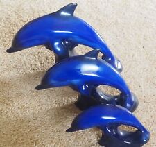Three Beautiful Blue Dolphins – Figurines – Home Décor - Coastal living. picture