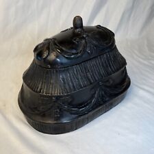 Vintage Cast Iron Lidded Oval Trinket Box victorian style 12 Inches picture