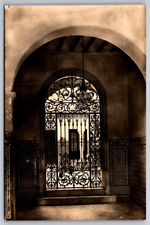 Real Photo Postcard RPPC Spain Seville Detail of Wrought Iron Gate and Archway picture