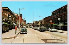 c1950s~Downtown Milford~Rexall Drug Store~Classic Cars~Mass~Vintage MA~Postcard picture