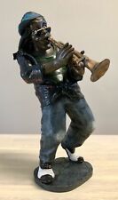 Vintage Reggae Trumpet Player Hand Sculpted Clay Statue Signed Vintage picture