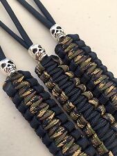 550 Paracord Knife Lanyard 3 Pk Gutted Black/Ground War Skull Bead picture