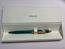 ROLEX Caran d'Ache Ballpoint Pen 858 Green Gold w Box Blue ink Rare Japan Unused picture