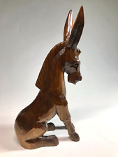 Vintage Hand Carved Wooden Donkey Mexican￼ Statue Figure Sitting Folk Art 9