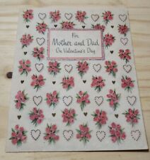 USED 1955 Mother & Dad Valentine's Day Vintage Hallmark Card Bouquets Hearts  picture