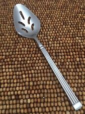 Estia OLYMPIA Korea Stainless Glossy Ridges Band PIERCED SERVING SPOON 8” picture