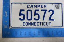 Connecticut License Plate Tag 1981 Camper 50572 CT 81 Natural Sticker picture