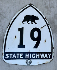 PORCELAIN SHIELD 1934 Auto Club AAA California STATE Highway Sign / SHIELD Bear picture