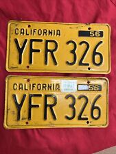 Vintage Pair Of 1956 California License Plates YFR 326 Used picture