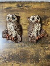 Vintage 70s Pair of Owls  Wall Hanging Set of 2 Foam Plastic picture