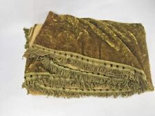 Vintage 1970s Crushed Velvet Fringe Avocado Green King Size Coverlet Bedspread  picture