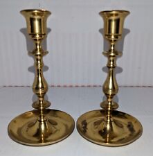 Brass Candlesticks Vtg  Classic Pair of Marked with an M. Heavy Good Condition🕯 picture