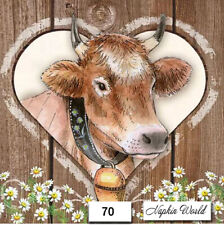 (70) TWO Paper LUNCHEON Decoupage Art Craft Napkins - COW HEIFER CATTLE BULL picture